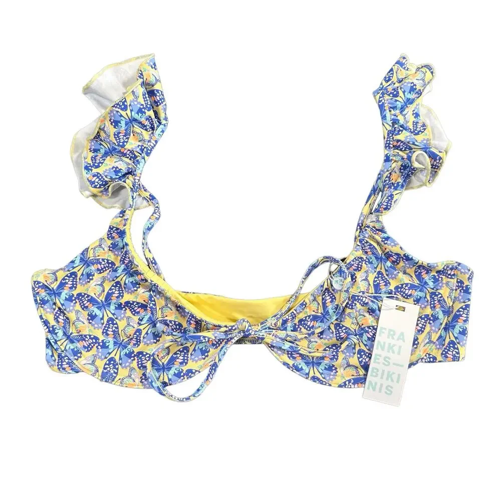 Frankies Bikinis Birdie Bikini Top Monarch Butterfly Size L $110